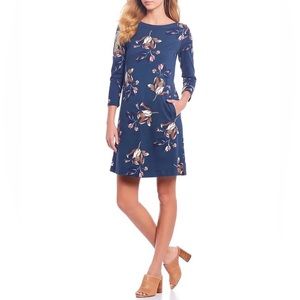 Joules Allie Navy Blue Floral Jersey Swing Dress - Size 2
